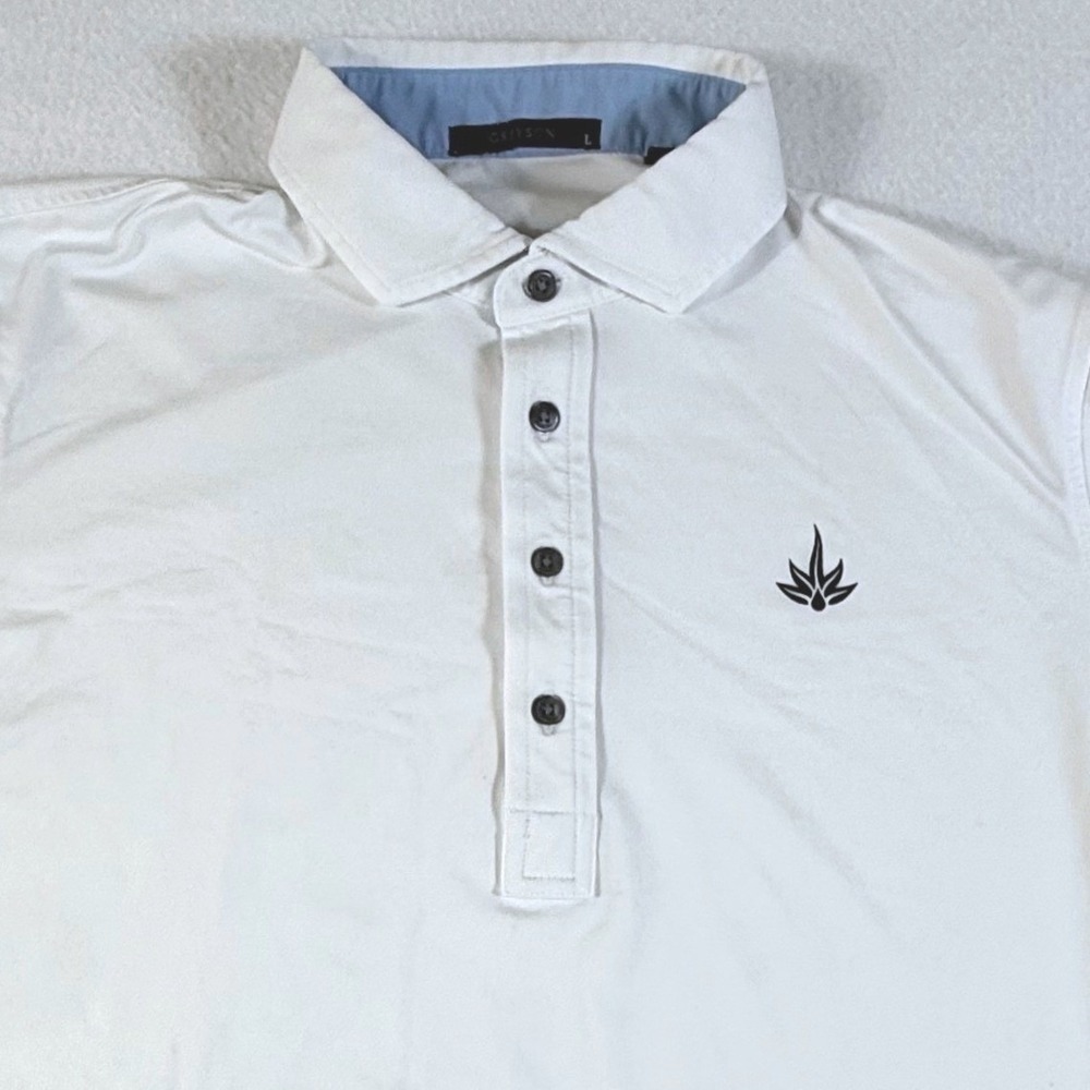 Greyson Polo Shirt Mens Large Cincoro Tequila Logo Performance White